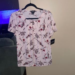 Light pink shot sleeve floral shirt